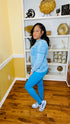 French Terry acid wash- two piece set (deep sky)